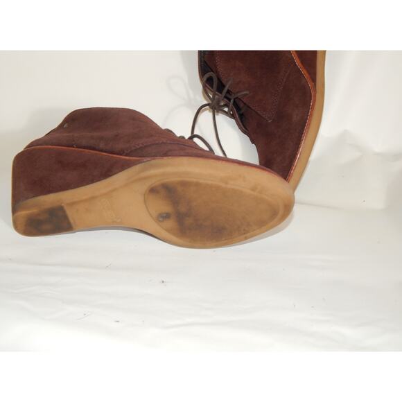 Coach Cassy Brown Suede Wedge Booties Size 9.5 - Picture 7 of 8
